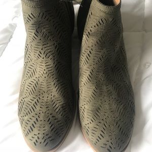 Olive green booties.